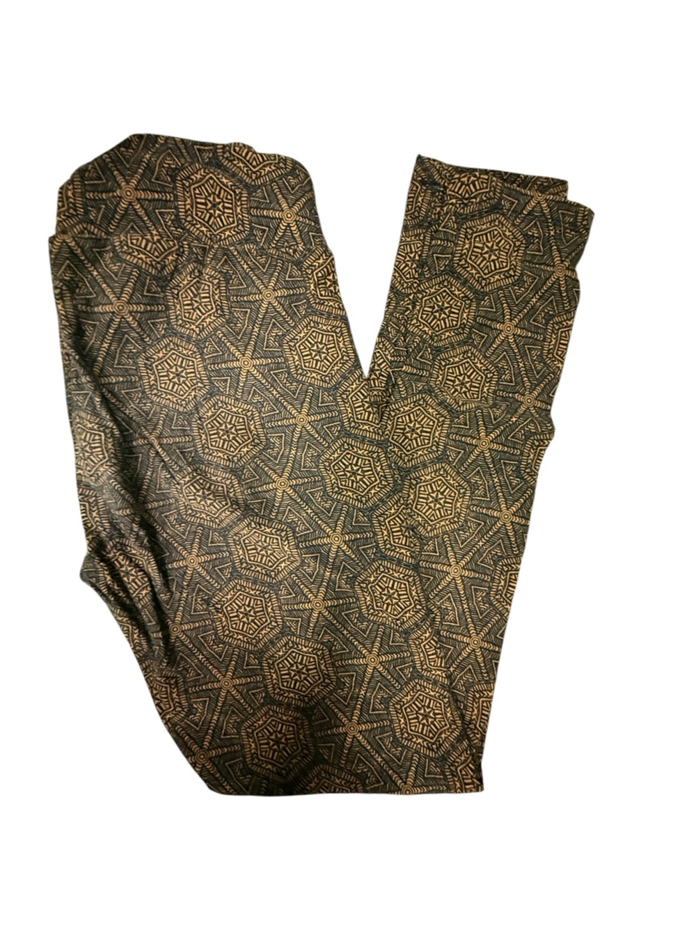 LuLaRoe Geometric Olive and Tan Leggings